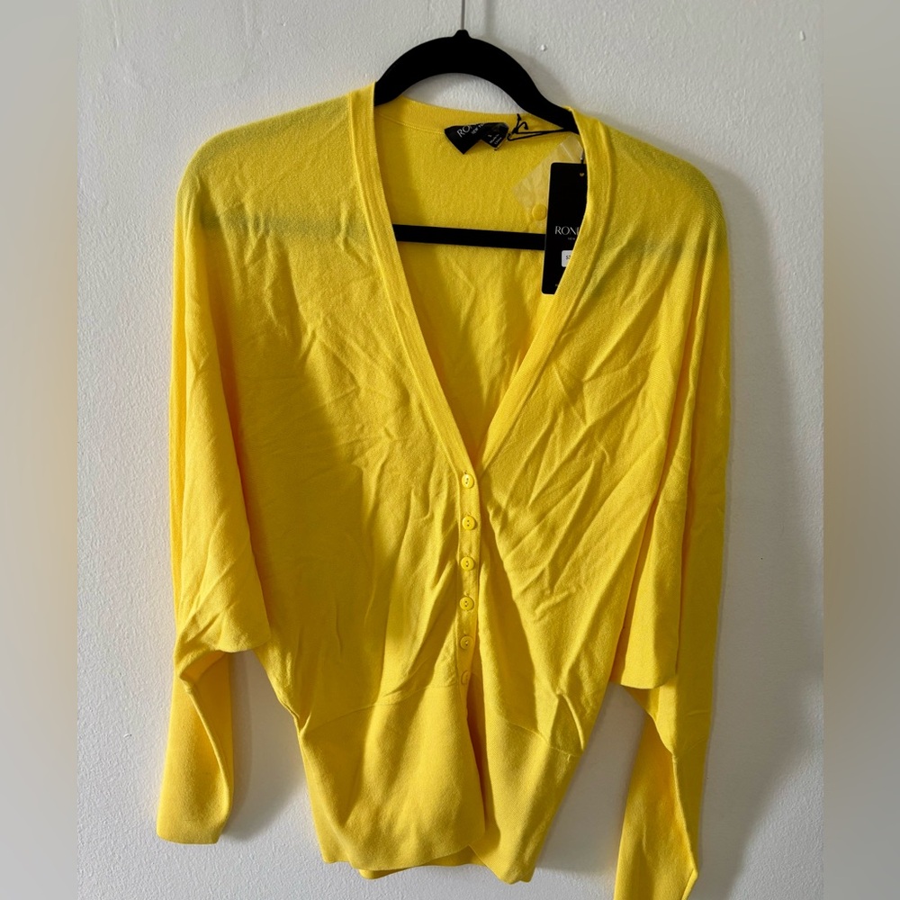 Rondina Yellow Button-Up Dolman Cardigan
